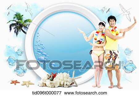 Stock Illustration - a couple with beach ware. Fotosearch
