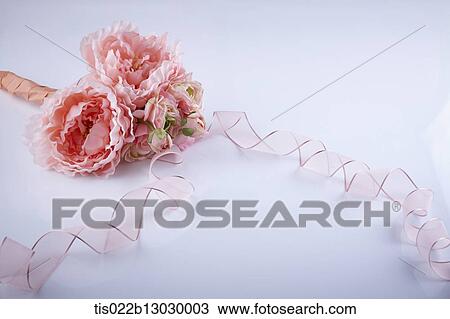 a flower with a pink ribbon View Large Illustration Drawing - a flower with a pink ribbon. Fotosearch
