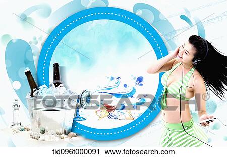 Clip Art - a girl with beach ware. Fotosearch