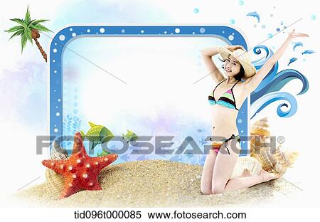 Stock Illustration - a girl with beach ware. Fotosearch