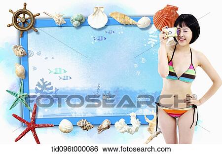 Stock Illustration - a girl with beach ware. Fotosearch