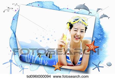Stock Illustration - a girl with beach ware. Fotosearch
