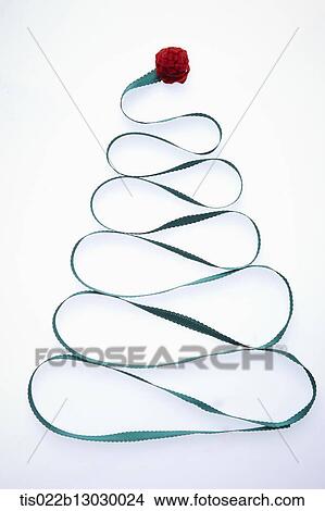 Stock Illustration - a green ribbon with a red flower. Fotosearch