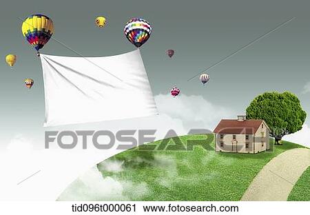 Clip Art - a house on the field. Fotosearch