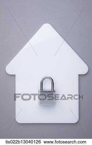 a house shape with a lock View Large Illustration Stock Illustration - a house shape with a lock. Fotosearch