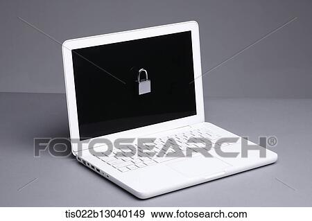 Stock Illustration - a laptop with a lock. Fotosearch