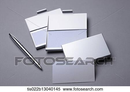 a pen and empty business cards stock illustration empty business cards