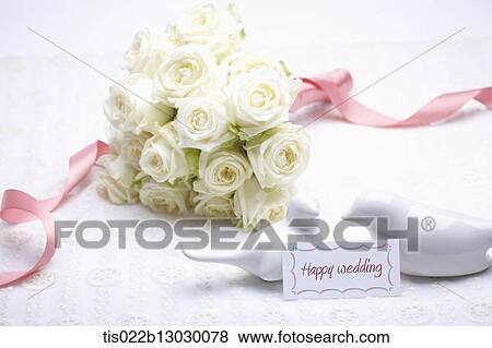 a wedding card and a bucket of white roses View Large Illustration Stock Illustration - a wedding card and a bucket of white roses. Fotosearch