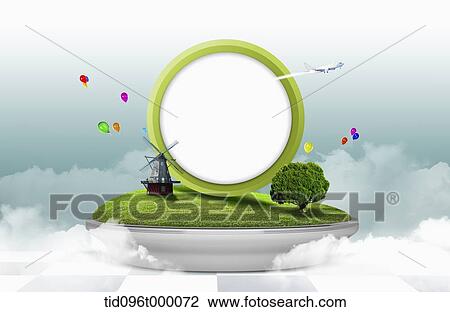 a windmill next to a tree View Large Illustration Drawing - a windmill next to a tree. Fotosearch