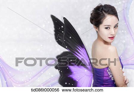 Stock Illustration - a woman with butterfly wings. Fotosearch