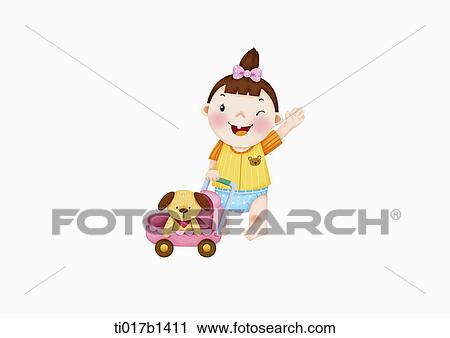 Clip Art - an illustration of a baby playing. Fotosearch