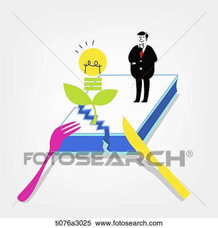 Stock Illustration - an illustration of a book with a business man being eaten. Fotosearch