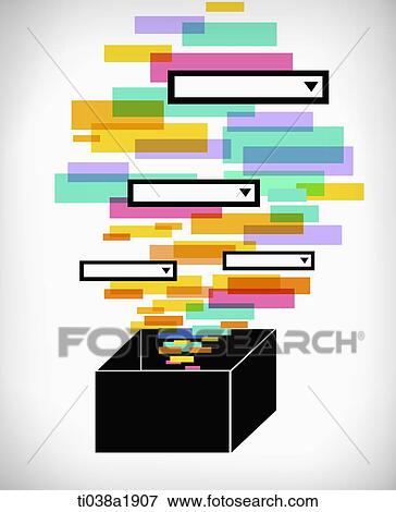 Stock Illustration - an illustration of a box with several labels. Fotosearch