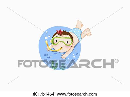 an illustration of a boy diving View Large Illustration Stock Illustration - an illustration of a boy diving. Fotosearch
