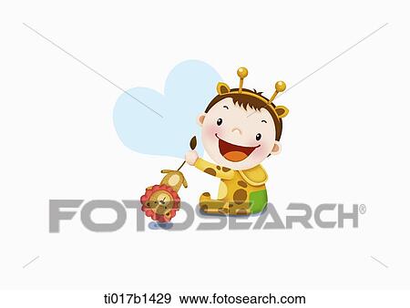 an illustration of a boy dressed up like a giraffe View Large Illustration Stock Illustration - an illustration of a boy dressed up like a giraffe. Fotosearch