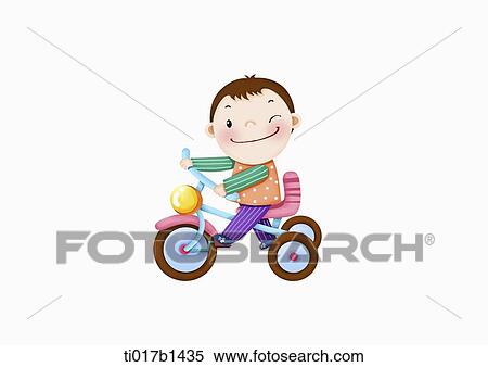 Stock Illustration - an illustration of a boy riding a bicycle. Fotosearch