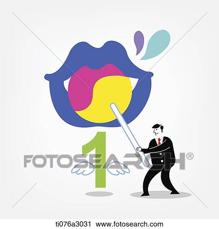 an illustration of a business man feeding a lollipop View Large Illustration Clip Art - an illustration of a business man feeding a lollipop. Fotosearch