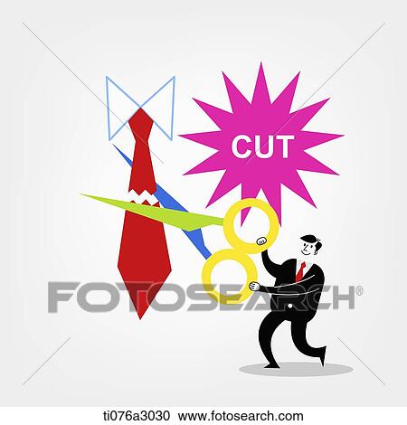 an illustration of a business man cutting a tie View Large Illustration Clipart - an illustration of a business man cutting a tie. Fotosearch