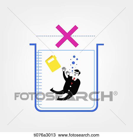 an illustration of a business man drowning into a cup View Large Illustration Drawing - an illustration of a business man drowning into a cup. Fotosearch