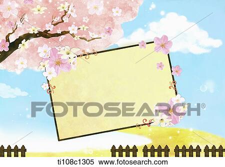 an illustration of a card with a cherry tree View Large Illustration Stock Illustration - an illustration of a card with a cherry tree. Fotosearch