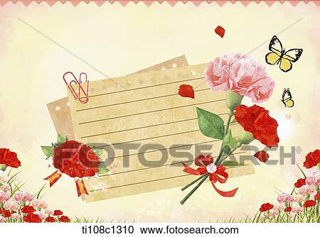 Clipart - an illustration of a card with flowers. Fotosearch