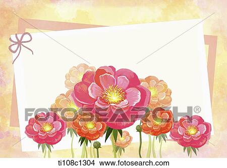 an illustration of a card with flowers View Large Illustration Stock Illustration - an illustration of a card with flowers. Fotosearch