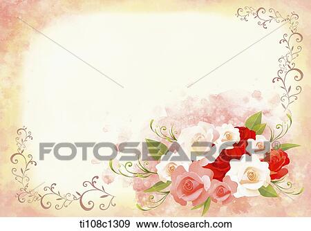 an illustration of a card with flowers View Large Illustration Stock Illustration - an illustration of a card with flowers. Fotosearch