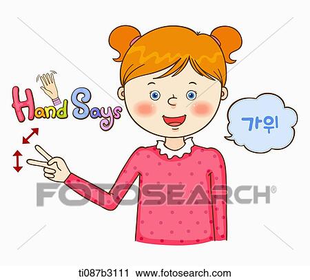 an illustration of a child doing sign language View Large Illustration Clip Art - an illustration of a child doing sign language. Fotosearch