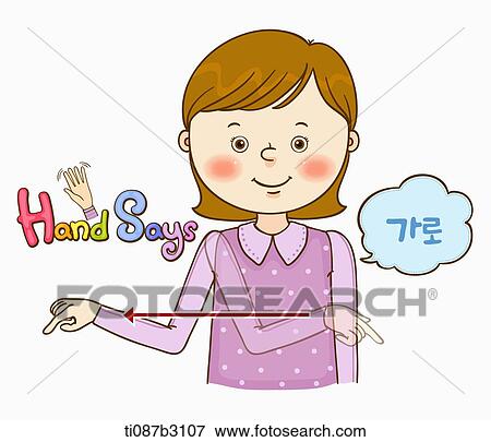 Stock Illustration - an illustration of a child doing sign language. Fotosearch