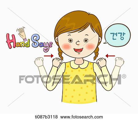 Stock Illustration - an illustration of a child doing sign language. Fotosearch