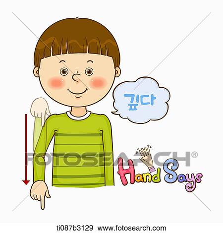 Stock Illustration - an illustration of a child doing sign language. Fotosearch