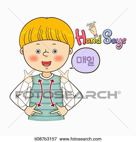 Stock Illustration - an illustration of a child doing sign language. Fotosearch