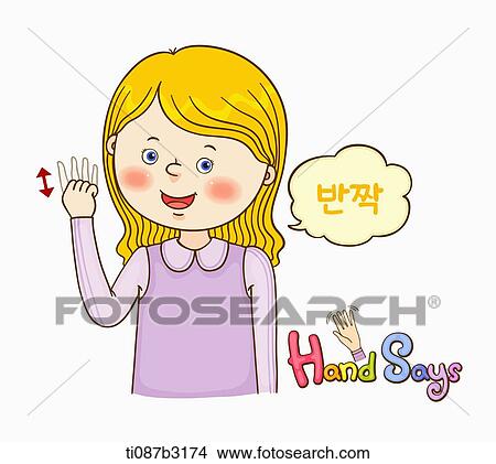 Stock Illustration - an illustration of a child doing sign language. Fotosearch