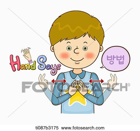 Stock Illustration - an illustration of a child doing sign language. Fotosearch