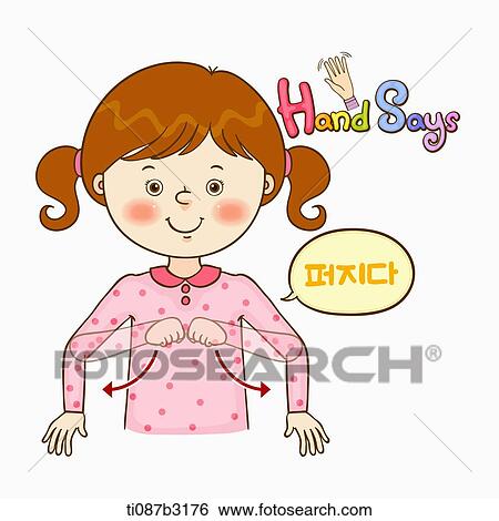 Stock Illustration - an illustration of a child doing sign language. Fotosearch