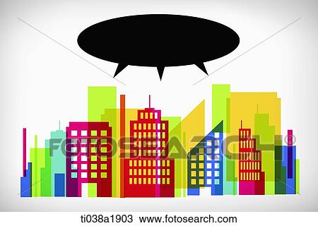 an illustration of a city saying something in a speech bubble View Large Illustration Drawing - an illustration of a city saying something in a speech bubble. Fotosearch