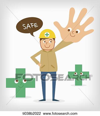 Drawing - an illustration of a construction worker. Fotosearch