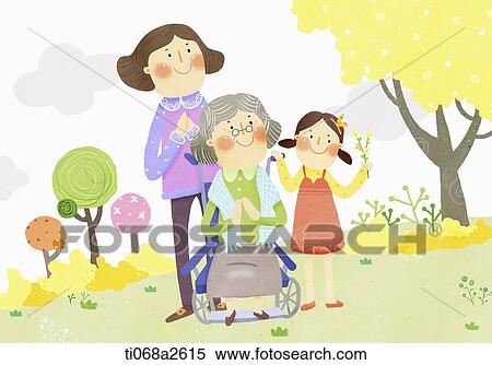 Stock Illustration - an illustration of a daughter, a mother and a grandmother. Fotosearch