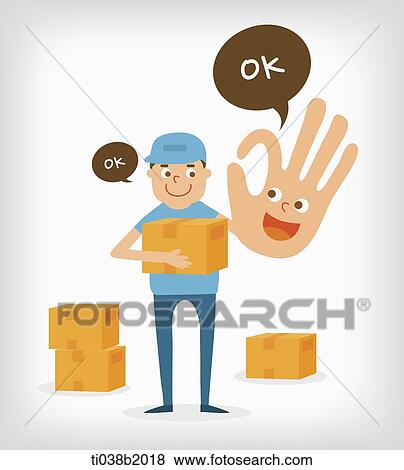 an illustration of a delivery person View Large Illustration Stock Illustration - an illustration of a delivery person. Fotosearch