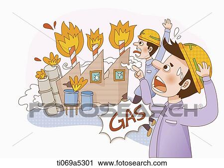 an illustration of a factory burning View Large Illustration Clip Art - an illustration of a factory burning. Fotosearch
