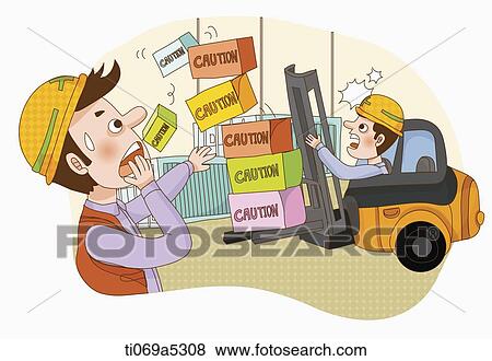 an illustration of a forklift accident View Large Illustration Stock Illustration - an illustration of a forklift accident. Fotosearch