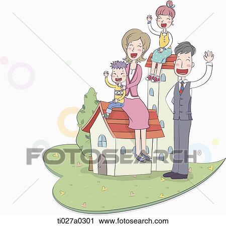 an illustration of a giants family next to a church View Large Illustration Clip Art - an illustration of a giants family next to a church. Fotosearch