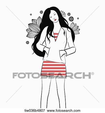 an illustration of a girl and plants View Large Illustration Stock Illustration - an illustration of a girl and plants. Fotosearch