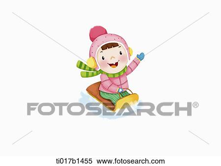 Stock Illustration - an illustration of a girl slay riding. Fotosearch