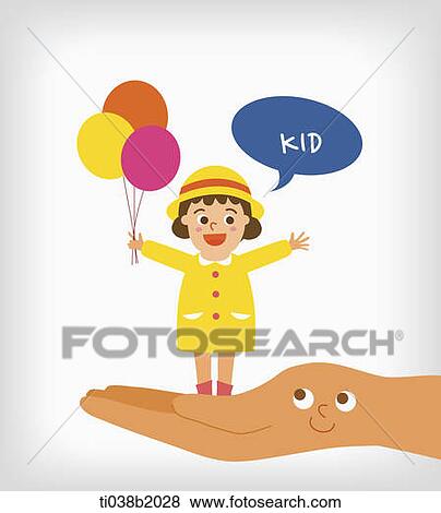 Stock Illustration - an illustration of a kid with balloons. Fotosearch