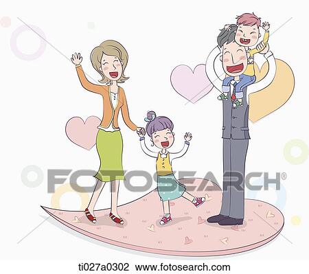 Drawing - an illustration of a loving family. Fotosearch