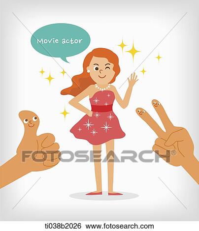 Stock Illustration - an illustration of a movie star. Fotosearch