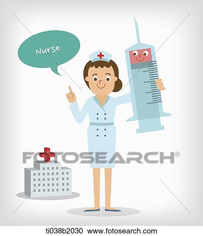 Clipart - an illustration of a nurse. Fotosearch