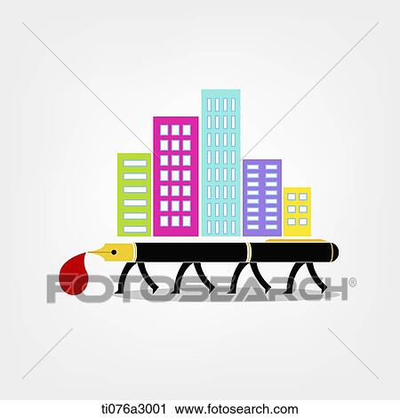 an illustration of a pen and a city View Large Illustration Clip Art - an illustration of a pen and a city. Fotosearch