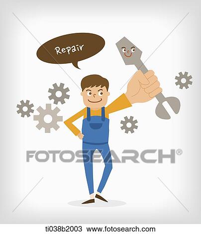 an illustration of a repair man View Large Illustration Drawing - an illustration of a repair man. Fotosearch